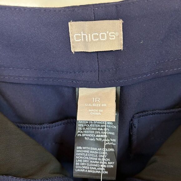 NWT CHICO'S So Slimming Trouser Size 8/10 Medium Midnight Blue - Picture 3 of 7
